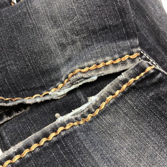 VINTAGE SILVER MCKENZIE JEANS SLIMCUT 26x34 DECORATED FLAP POCKET !! 😎 - Picture 14 of 16